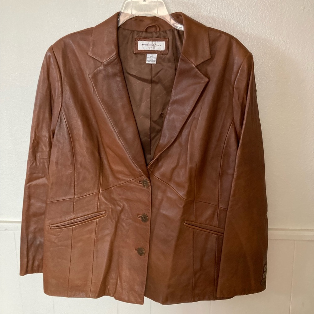 Vintage genuine lamb skin leather brown jacket